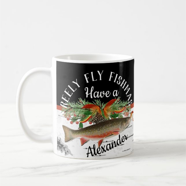 Reely Fishing Fishmas Fischen Weihnachten Kaffeetasse (Links)