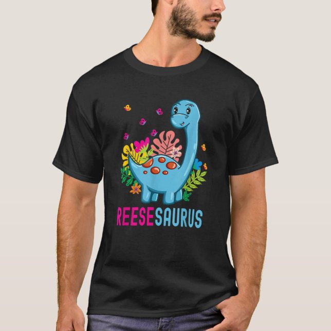 REESESAURUS Personalisierter Name REESE Dino Dinos T-Shirt (Vorderseite)
