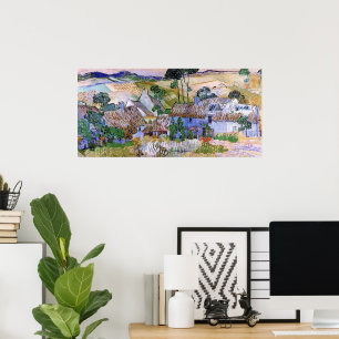 Reetgedeckte Cottages am Hügel von Vincent van Gog Poster