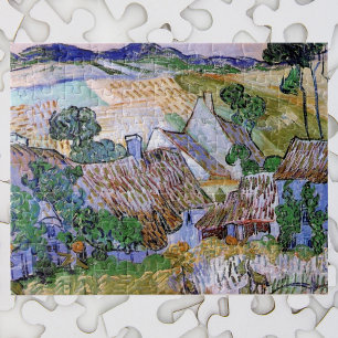 Reetgedeckte Cottages am Hügel von Vincent van Gog Puzzle
