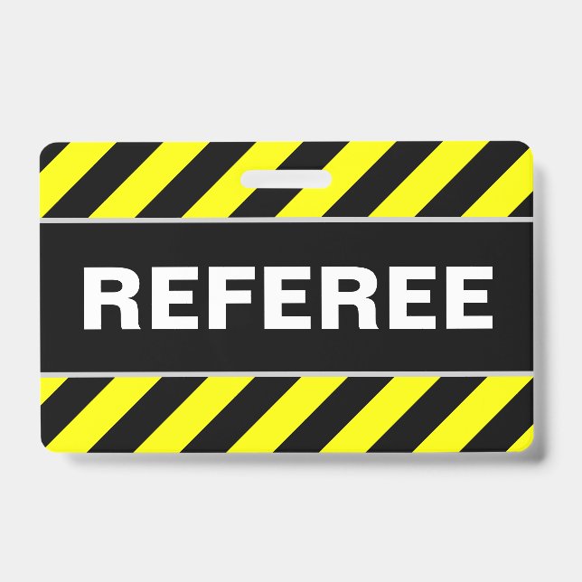 "REFEREE" + Abzeichen für schwarze und gelbe Strei Ausweis (Vorderseite)