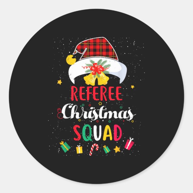 Referee Christmas Squad Santa Hat Umre Match  Runder Aufkleber (Vorderseite)