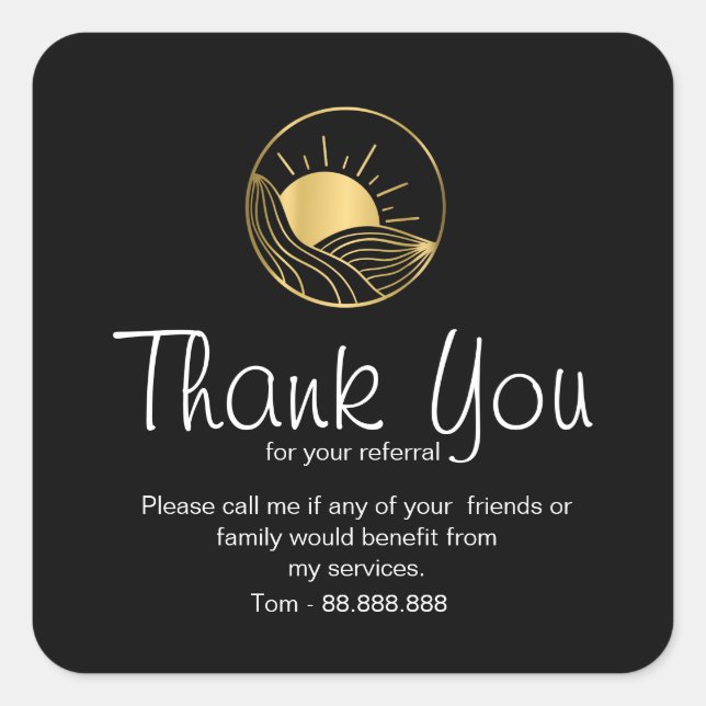 Referendum Real Anwesen Vielen Dank Business Squar Quadratischer Aufkleber (Vorderseite)