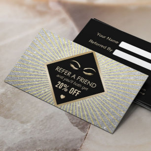 Referenz Card Trendy Silver Glitzer Beauty Salon Empfehlungskarte