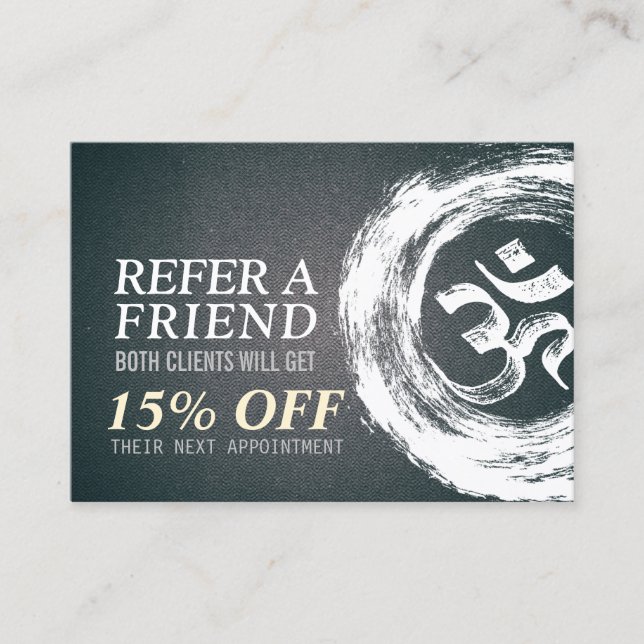 Referenzen für den YOGA Meditation Instructor OM Z Empfehlungskarte (Vorderseite)