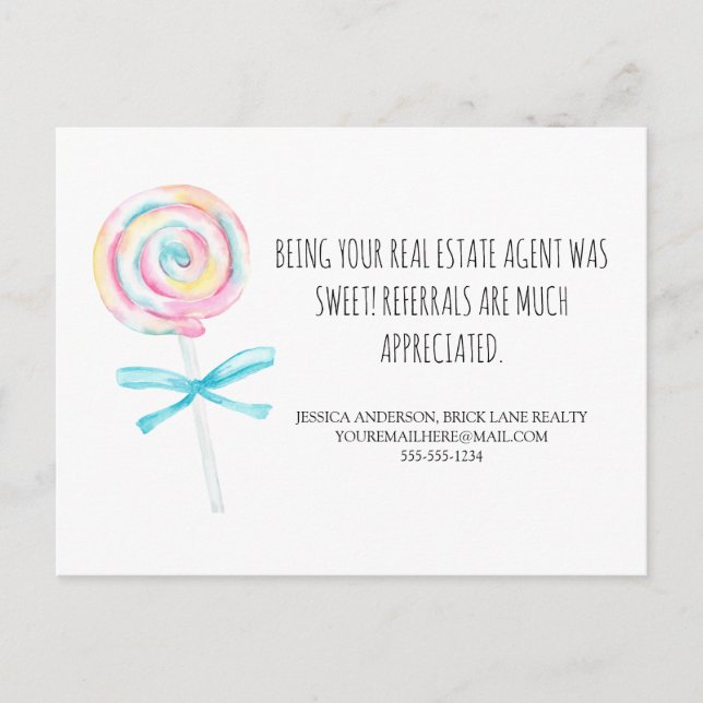 Referenzen für gesunde Leckerei Real Anwesen Postkarte (Vorderseite)