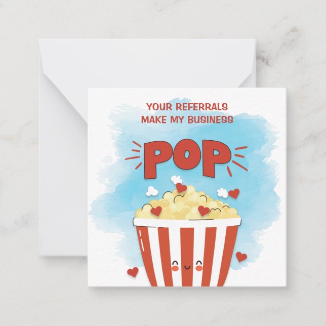 Referenzen machen mein Business Pop Marketing Mitteilungskarte (Vorderseite)