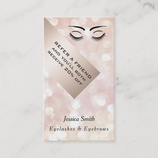 Referenzkarte chic bokeh Wimpern & Augenbrauen Empfehlungskarte (Vorderseite)