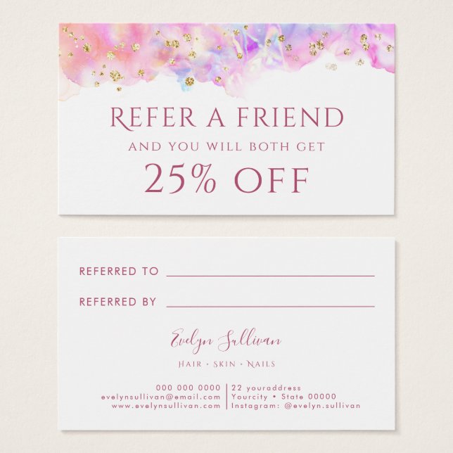 Referenzkarte für den pastellfarbenen Glitzer (Vorne & Hinten)