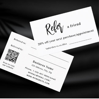 Referenzkarte für Unternehmen mit weißem QR-Code Rabattkarte