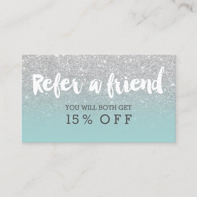 Referenzkarte Moderne Typografie aquamarines Silbe Empfehlungskarte (Vorderseite)