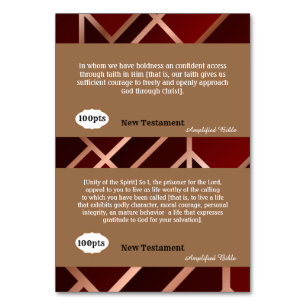 Referenzkarten für das Spiel mit der Courage Scrip Tischnummer