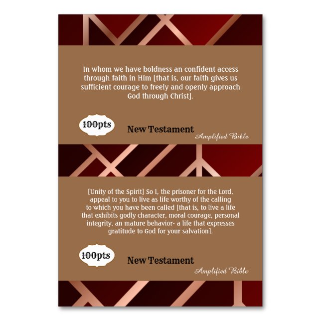 Referenzkarten für das Spiel mit der Courage Scrip Tischnummer (Rückseite)