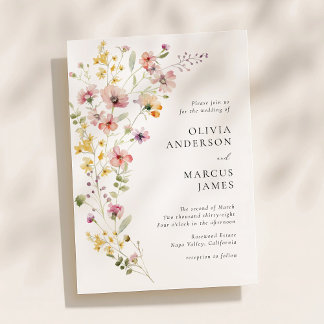 Refined Boho Meadow Wildflower Wedding Invitation Einladung