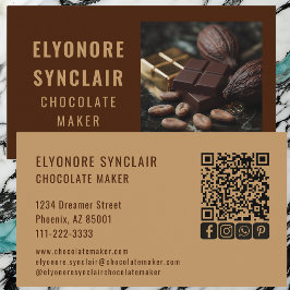 Refined Brown Chocolate Maker Photo Social QR Code Visitenkarte