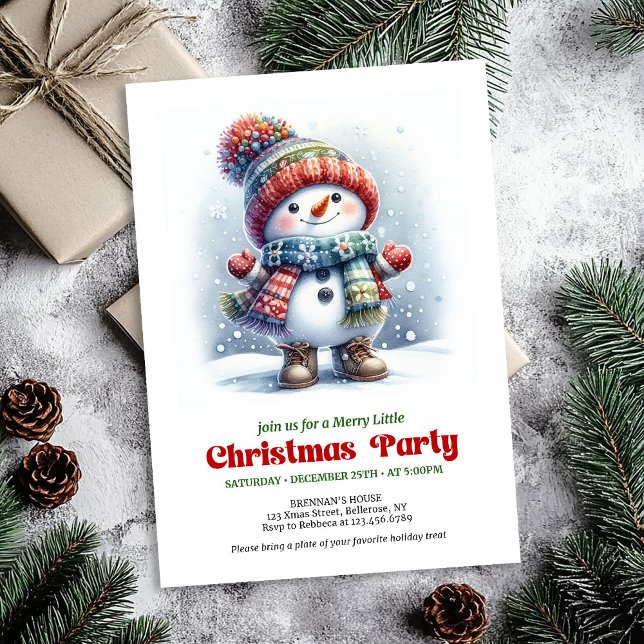 Refined Christmas cute snowman invite kids holiday Einladung (Refined Christmas snowman invite kids holiday editable

)