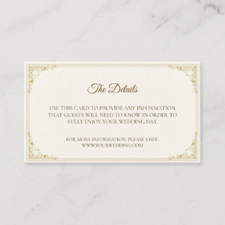 Refined Gold Frame Wedding Details Card Begleitkarte