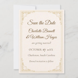 Refined Gold Frame Wedding Save the Date