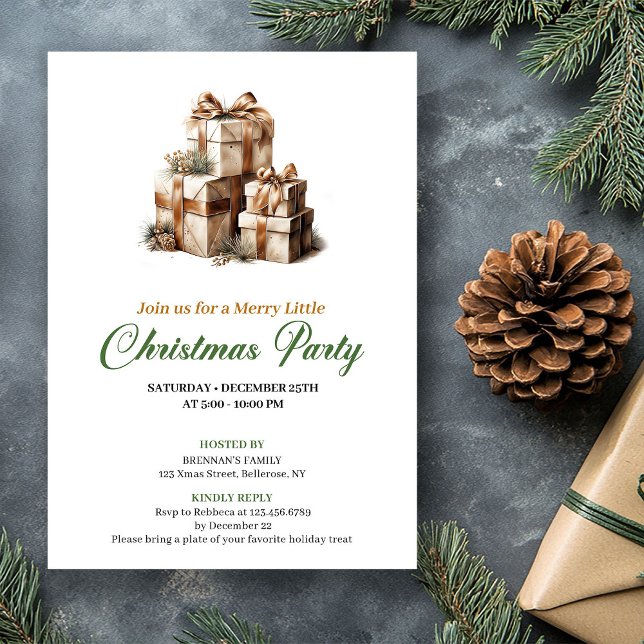 Refined Green And Gold Christmas Gifts Invitation Einladung (Refined Green And Gold Christmas Gifts Invitation)
