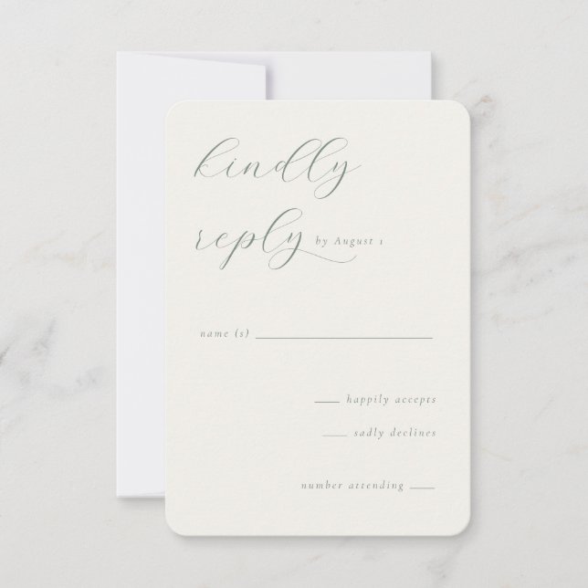 Refined Green Calligraphy Template RSVP Karte (Vorderseite)