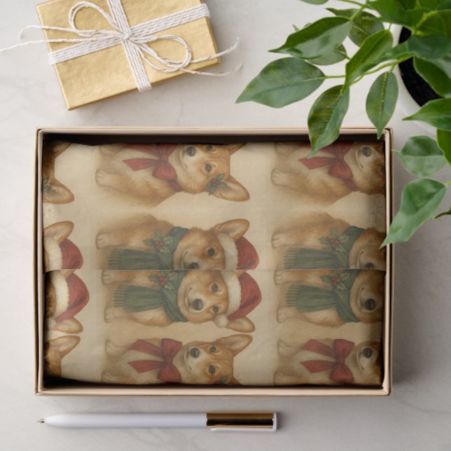 Refined Holiday Elegante Corgi Couple Weihnachten Seidenpapier (Geschenk)