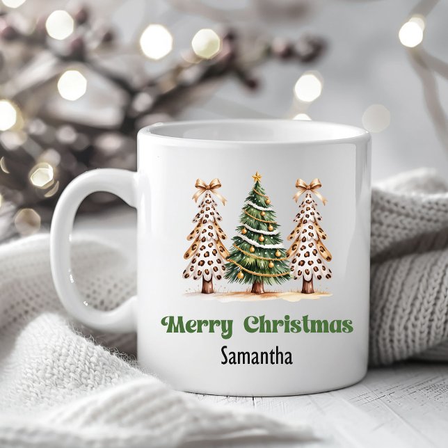 Refined Leopard Christmas Trees Custom Name Mug Kaffeetasse (Refined Leopard Christmas Trees Custom Name Mug)