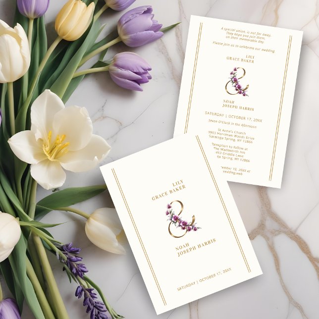 Refined Luxurious Minimalist Floral & Symbol Einladung (Refined Luxurious Minimalist Floral & Symbol Wedding Invitations Cards.)