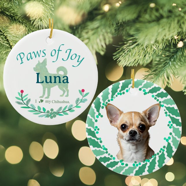 Refined Mint Chihuahua | Personalized Christmas Keramik Ornament (Von Creator hochgeladen)