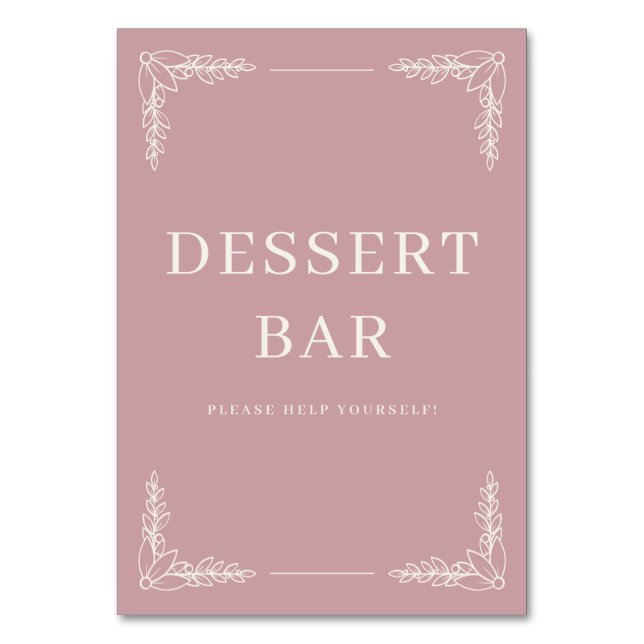 Refined Pink Floral Dessert Bar Tischnummer (Vorderseite)