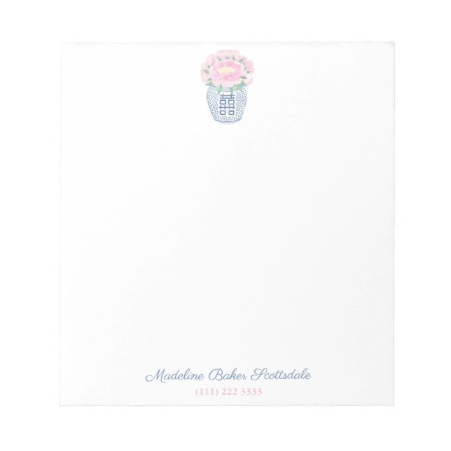 Refined Pink Peony Ginger Jar Ladys Notizblock (Vorderseite)