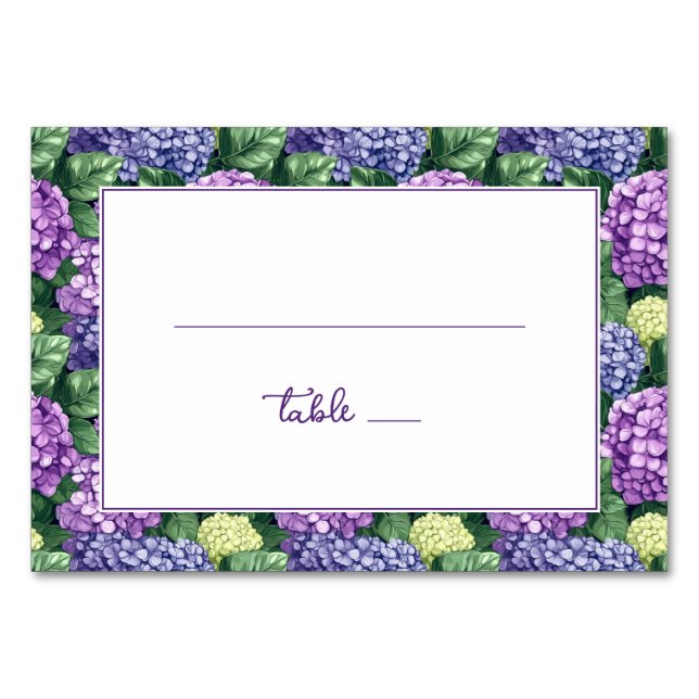 Refined Purple Floral Border Tischnummer (Vorderseite)