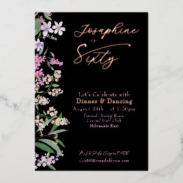 Refined Watercolor Wildflower Named 60th Birthday Folieneinladung