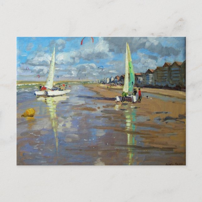 Reflection Bray Dunes Frankreich Postkarte (Vorderseite)