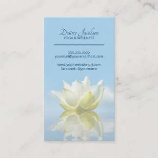 Reflection Lotus Blume Yoga Instructor Light Blue Visitenkarte