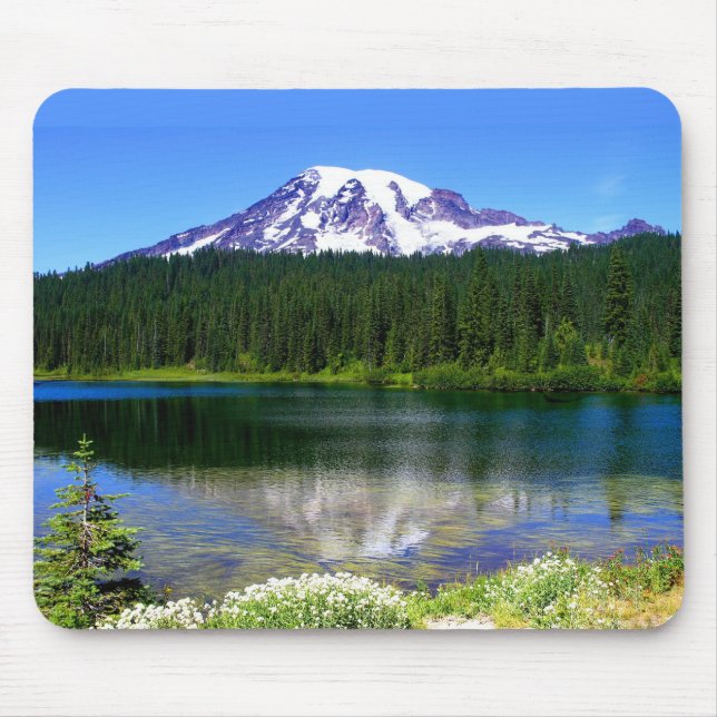 Reflection See, der Mount Rainier, WA, USA Mousepad (Vorne)