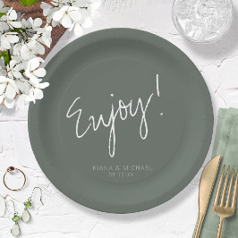 Reflections Wedding Enjoy Sage Green ID774 Pappteller