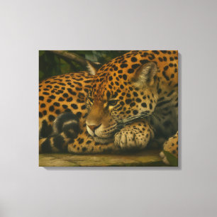 Reflective Jaguar - Serene Wildlife Art Print Leinwanddruck