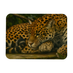 Reflective Jaguar - Serene Wildlife Art Print Magnet