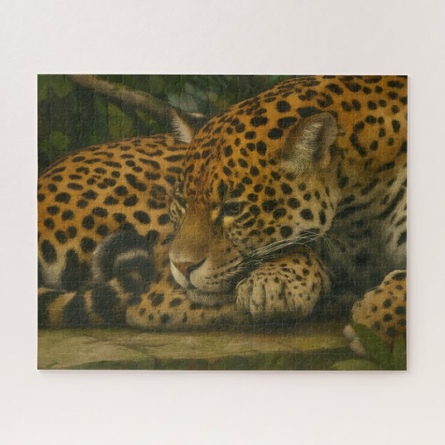 Reflective Jaguar - Serene Wildlife Art Print Puzzle (Horizontal)