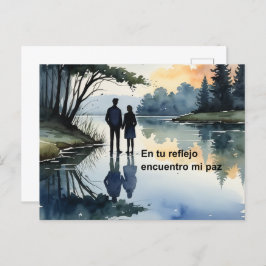 Reflejos en el Agua: Ilustración Minimalista en Ac Feiertagspostkarte