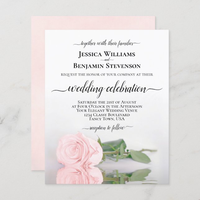 Reflektieren der rosa Rose-HAUSHALT für Hochzeit (Vorne/Hinten)