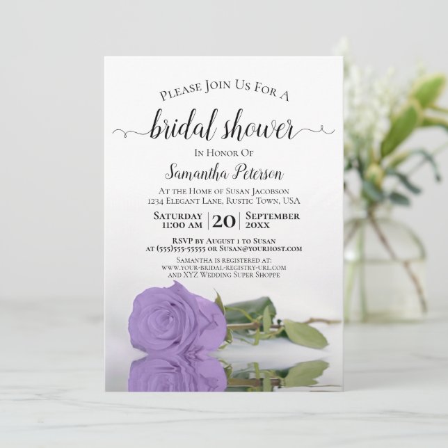 Reflektieren des Brautparty der Lila Rose Einladung (Stehend Vorderseite)