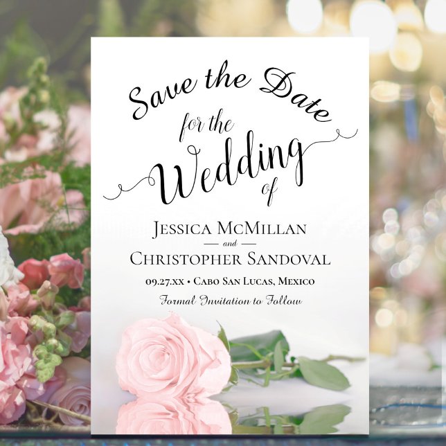 Reflektieren Rosa Rosa Romantische Hochzeit Save The Date (Von Creator hochgeladen)