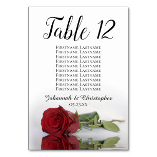 Reflektieren von Rote Rose Seating Chart Hochzeit Tischnummer