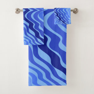 Reflektierende blaue Wellen moderne abstrakte Desi Badhandtuch Set