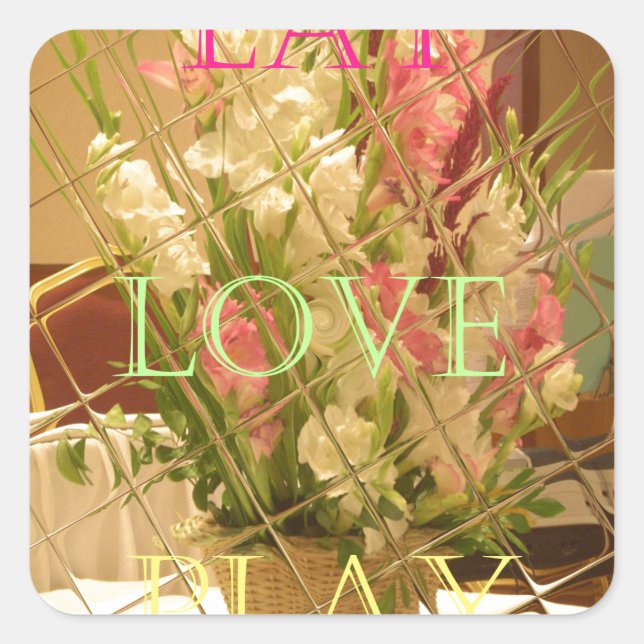 Reflektierte Blütenkunst Quadratischer Aufkleber (Vorderseite)