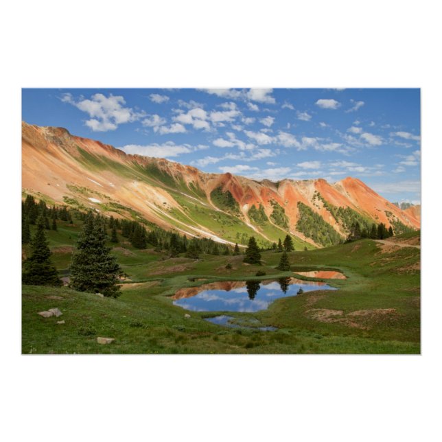 Reflektion der Roten Berge Poster (Vorderseite)