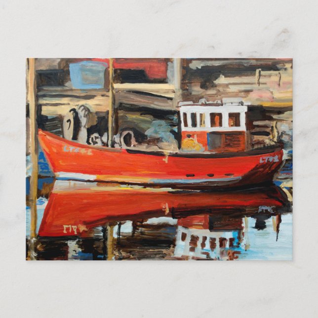 Reflektion des Bootes Postkarte (Vorderseite)