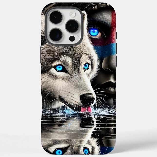 Reflektion des heimischen Kriegers und Wolfs Moonl Case-Mate iPhone Hülle (Rückseite)