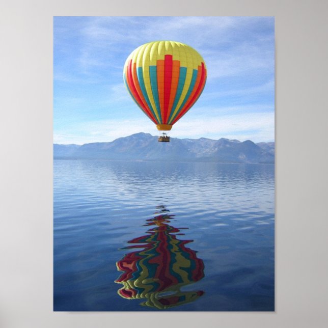 Reflektion des Heißluftballons Poster (Vorne)